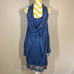 NWOT Vintage Made in Italy 2-Piece Dress/Top • Blue • Size S